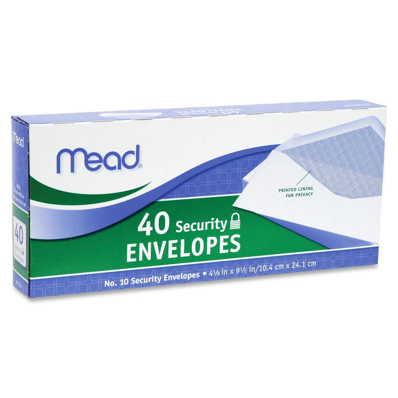 Mead 10 Security Envelopes, White, 40 Ea